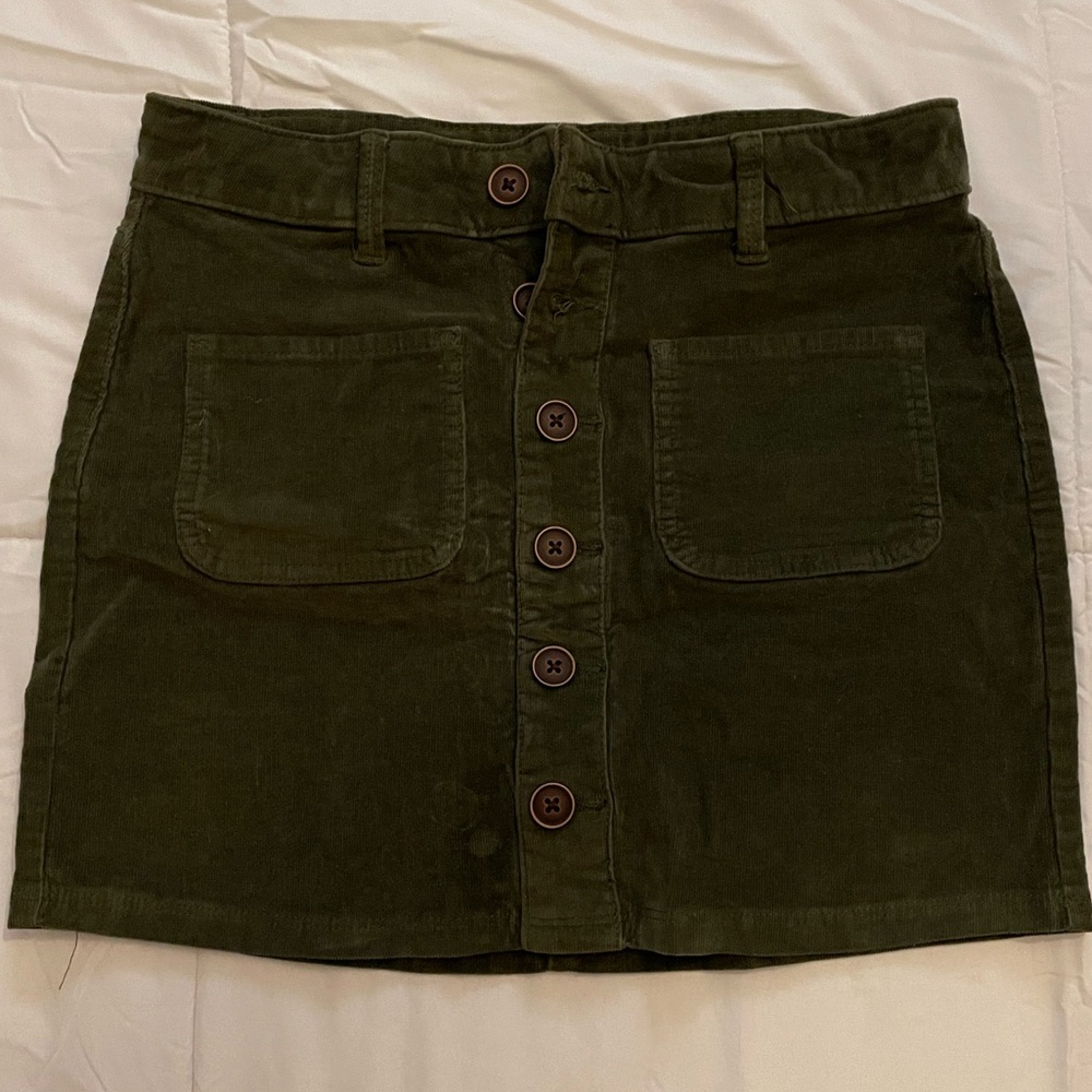 Green Corduroy skirt with buttons